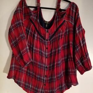 Jessica Simpson Tops - Jessica Simson Cold Shoulder Plaid Jessica Simpson Tops - Jessica Simson Cold Shoulder Plaid